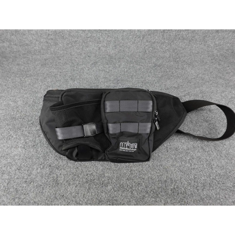 Manhattan Portage Black Cordura Waist Bag Fanny Pack with Bottle Holder Utility